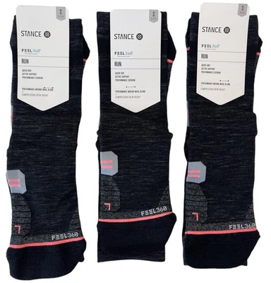 Stance Women's Socks 3 Wool Pairs Feel 360 Run Crew Size Small 5-7.5 - $60 MSRP - Image 1 of 4