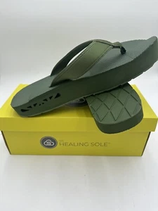 The Healing Sole Mens Size 12.5 Original Dark Green Flip Flop Plantar fasciitis - Picture 1 of 8