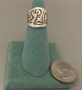 ✨Carolyn Pollack Heavy Southwestern Wide Band Tribal Stamped SS Ring SZ 6 - Picture 1 of 12