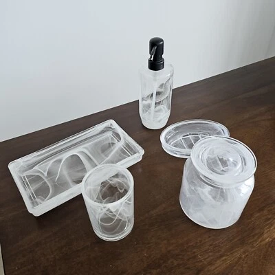 Translucent White Glass Vanity Bathroom Set - Image 1 of 4