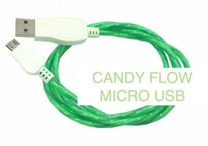 CANDYFLOW LIGHT EL LED 3ft data charger cable FOR MICRO-B smart phones & devices - Picture 1 of 18