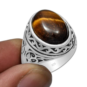 Tiger Eye Gemstone Ethnic Handmade Ottoman Arabic Style Ring All  Size Available - Picture 1 of 6