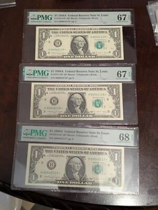 Three 1988A* Sequential $1 Dollar *Star Notes PMG 67/67/68 all EPQ 45117 - 45119 - Picture 1 of 8
