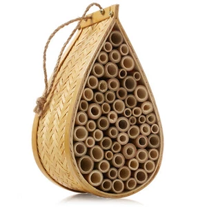 Mason Bee House, Natural Bamboo, Hanging Teardrop Hive Hotel Habitat for Garden - Picture 1 of 6
