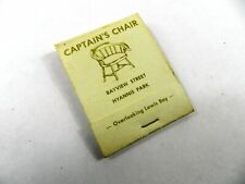 Vintage Captains Chair Lounge Bayview Street Hyannis Park Cape Cod Matchbook 