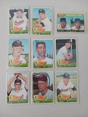 Lote de 9 tarjetas de colección Topps 1965 de los Senadores de Washington Mike Brumley, JPHIL ORTEGA Foto 1 de 4