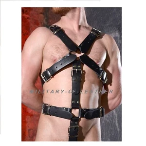 Mens Leather Full Body Adult Harness with Adjustable Strap Belts Bondage Harness - Picture 1 of 4