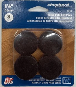 SHEPHERD HARDWARE  1-1/2" Round 8 Pc Heavy Duty Wood & Hard Floor Felt Pads - Picture 1 of 2