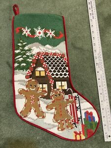 L. L. Bean Needlepoint Christmas Gingerbread Man House Stocking