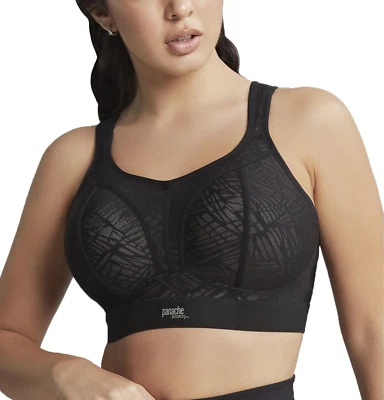 Sujetador deportivo PANACHE 7341 control medio sin cables 38K negro EE. UU./latte 38H Reino Unido * Foto 1 de 4