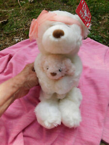 Gund "Mamma's Love" 13" Mom Holding Pink Baby Teddy Bear Plush #4977 White Pink