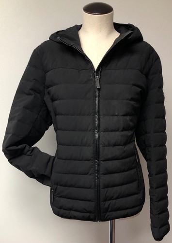 CAPPOTTO TRAPUNTATO MICHAEL KORS NERO IMPACCHETTABILE LUNGHEZZA FIANCHI CAPPUCCIO ATTACCATO TG XL