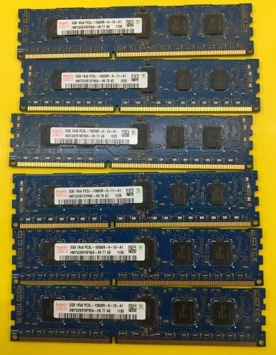 6x 2GB 12GB original Arbeitsspeicher Hynix DDR3 PC3L-10600R für Dell T3500 T5500 - Bild 1 von 1