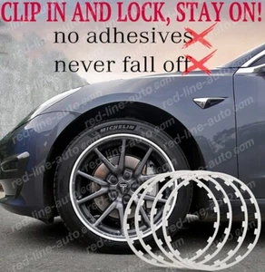 4 wheel alloy rim protectors guard 17" inch WHITE Clip Lock STAY ON NON-ADHESIVE - Picture 1 of 8