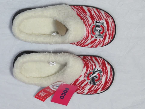 OHIO STATE BUCKEYES SLIPPER WOMEN L 9-10 KNIT SLIDE FOCO SHERPA FLEECE NEW NWT Cover