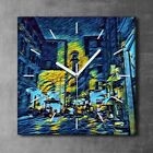 Canvas Clock Print Photo View at vintage night Italian street Old architecture