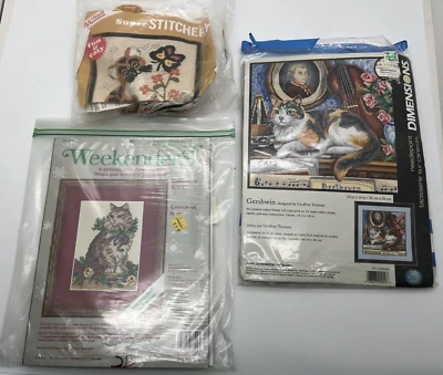 Vintage Counted Cross Stitch Lot - CATS - Dimensions, McNeill, Weekenders - Image 1 of 4