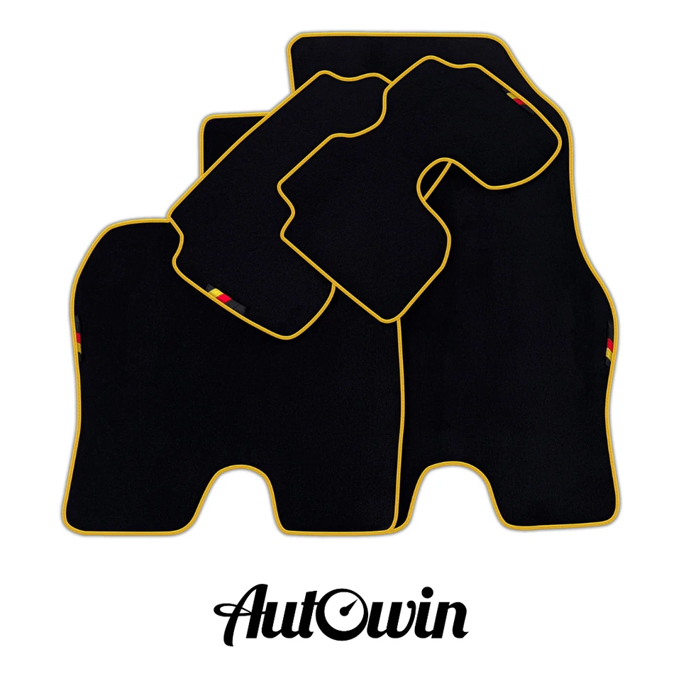 AutoWin Brand Black Floor Mats for BMW i8 (2014-2017) Orange Trim - Изображение 1 из 2