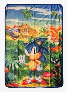 New Jungle Scene Sonic the Hedgehog Fleece Throw Gift Blanket Video Game Tails - Picture 1 of 2