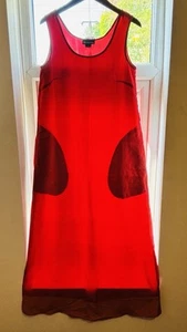 Vintage Monsoon 100% Silk Maxi Slip Dress , Summer , Spring, Red, Coral - Picture 1 of 9