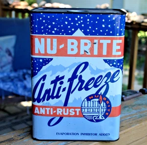coole Grafik * 50er Jahre Ära NU-BRITE ANTI FREEZE Old Taunton MA 1 gal. Blech Ölkanne - Bild 1 von 6