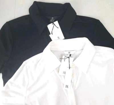 NUEVO CON ETIQUETAS Banana Republic Prendas para el torso con botones para mujer XS Juego de 2 negras blancas manga corta Foto 1 de 4