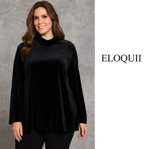 NEW Eloquii high neck Black Velvet Top Size 18 - Picture 1 of 9
