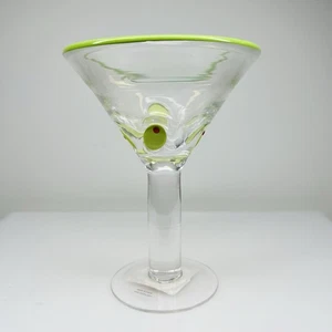 Anthropologie Dupe Green Olive Martini Glasses Cocktail Barware Home Bar Cart - Picture 1 of 5