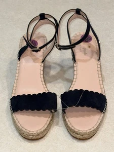 Sandali espadrillas donna Kate Spade blu navy scamosciati zeppa misura 8,5 nuovi - Foto 1 di 9