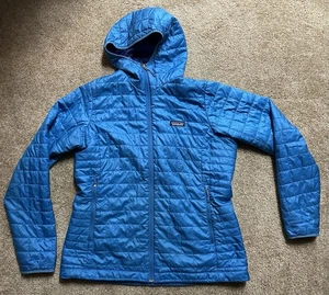 Patagonia Nano Puff Hoody Jacket Ultra Blue Women’s XL Full Zip (Distressed) - Picture 1 of 8