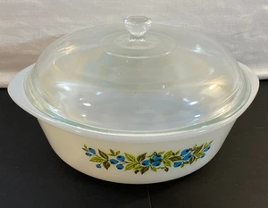 VINTAGE OFENGESCHIRR 3 QT AUFLAUFFORM BLAUBEEREN MIT DECKEL HERGESTELLT IN USA - Bild 1 von 12