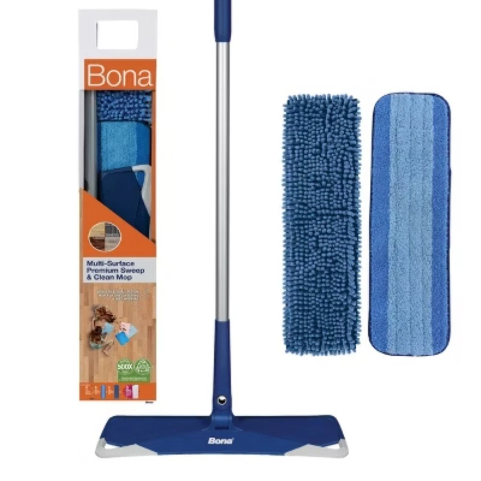 Bona 2-in-1 Floor Mop Starter Kit - Wet/Dry w/Reusable Pads & Handle