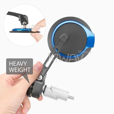 Espejos retrovisores de extremo de barra de peso pesado delgado AURA redondo azul se adapta a la mayoría de las motocicletas Harley Foto 1 de 4