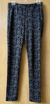 Bethany Mota 黑色骷髅打底裤,尺寸 L,万圣节哥特式灰色印花图案 — 第 1/4 张图片