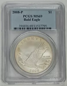 2008 P Bald Eagle 90% Silver Dollar PCGS MS 69 - Picture 1 of 4