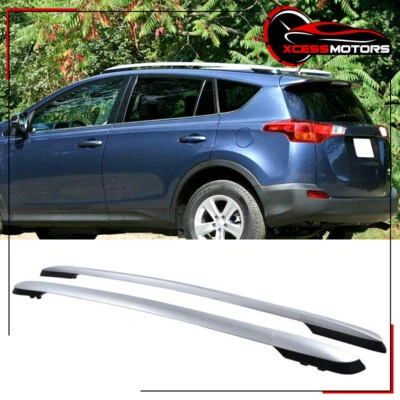 Fits 13-18 Toyota RAV4 XA40 Silver OE Style Roof Rack Aluminum Side Rail Bars - Image 1 of 4