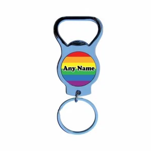 PERSONALISIERTER SCHLÜSSELRING GAY PRIDE REGENBOGEN FLASCHENÖFFNER GEBURTSTAG WEIHNACHTSGESCHENK - Bild 1 von 4