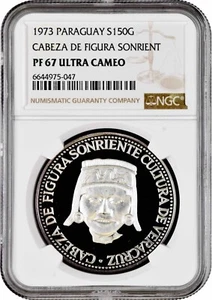 Paraguay 150 guaranies 1973, NGC PF67 UC, "Cultures of Mesoamerica - Veracruz" - Picture 1 of 2