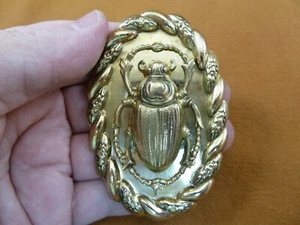 (b-bug-316) Scarab Egyptian beetle insect bug lover oval brass pin pendant Egypt - Picture 1 of 2