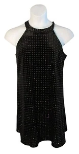 Candie's L Vintage Y2K Black Velvet Velour Sparkle Mini Dress - Picture 1 of 4