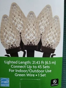Holiday Home 50 Warm White LED C9 Facetd Christmas/ WEDDING Lights NEW Constant - Picture 1 of 2