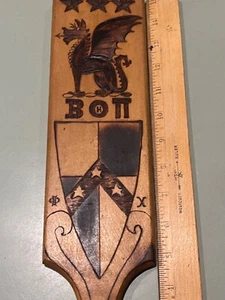 1930s Beta Theta Pi Fraternity Yale University Paddle pyrographic crest - Picture 1 of 4