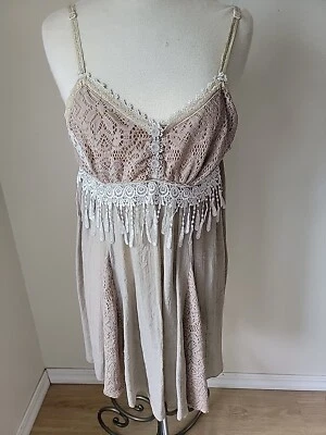 Pretty Angel Tunic Top Large Spaghetti Strap Embroidered Lace  Boho Babydoll - Image 1 of 4