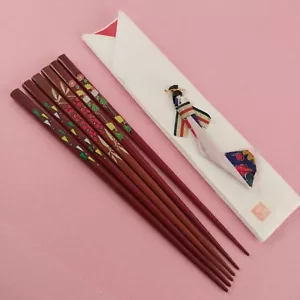 3 Paar Essstäbchen Quadratisch Japanisch Lackware Braun Blumenmuster Geometrisches Muster - Bild 1 von 6