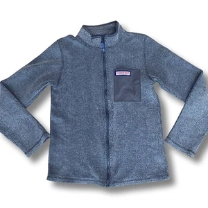 Vineyard Vines Youth Fleece Jacket Size L (16) Sherpa Full Zip Gray - Picture 1 of 6