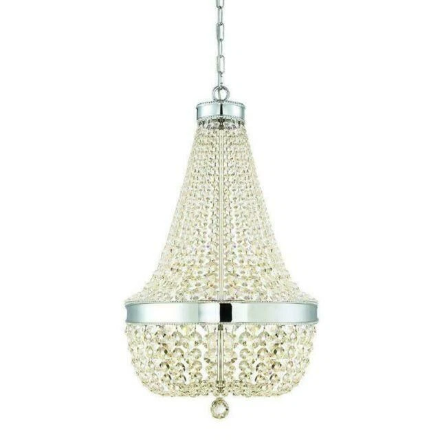 Home Decorations Collection Monticello Park Collection 6-Light Crystal Chandelier - Chrome