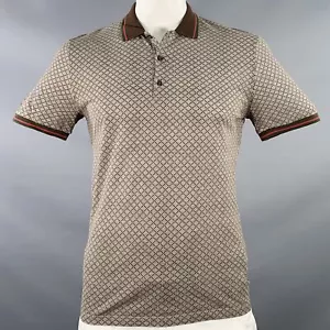 GUCCI Size XL Brown Red Diamond Cotton Contrast Trim Polo - Picture 1 of 7