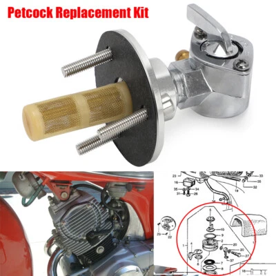 Front Fuel Petcock On Off Valve Adapter Rebuild Kit For Honda CA95 CA160 CA150 - Image 1 of 4