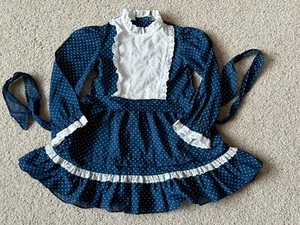 Girl’s Lovely Swiss Dot Eyelet Lace Vintage Dress   Sz. 5? Long Sleeves Ruffles - Picture 1 of 7