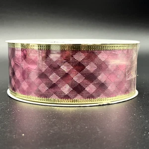 Wired Edge Ribbon 2" x 75' (25 yds) Shiny Metallic Hot Pink Plaid Check - Picture 1 of 6